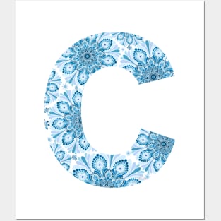 Mandala Letter Capital C Blue Posters and Art